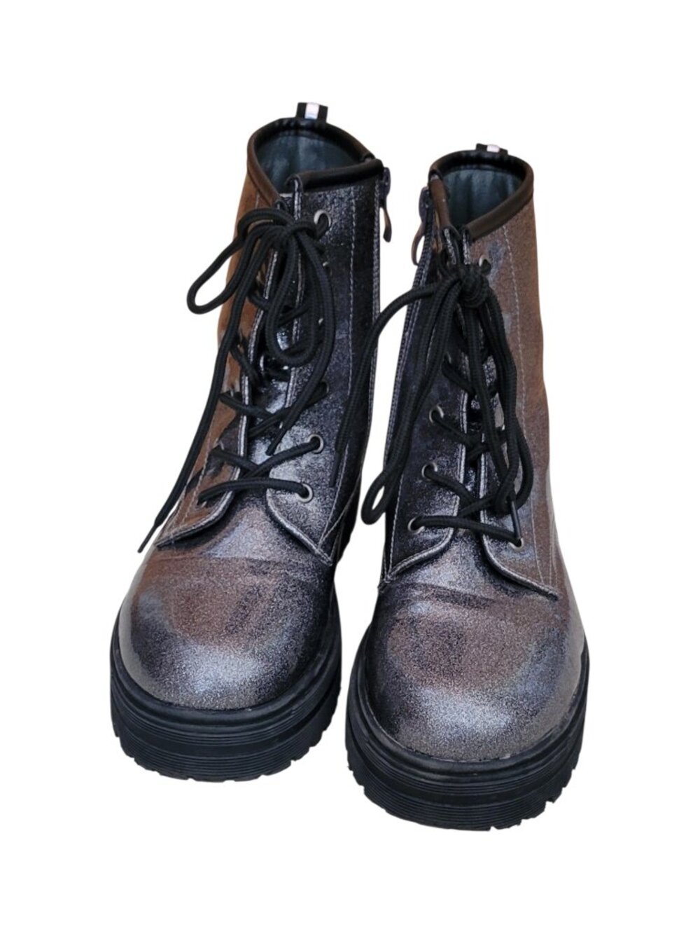 Patrizia Poweress Chunky Platform Gunmetal Metallic Combat Boots EU 36/US 6 - Picture 3 of 12